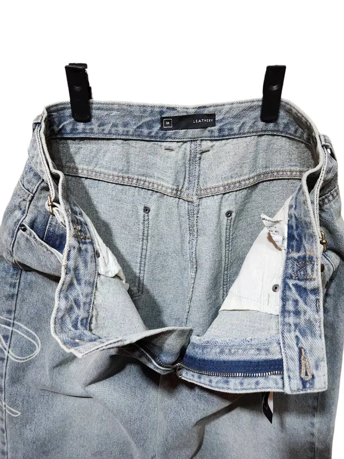 M/ 레더리 빈티지 프린팅 와이드 데님 팬츠 라이트블루 새상품 /0119 상품이미지5