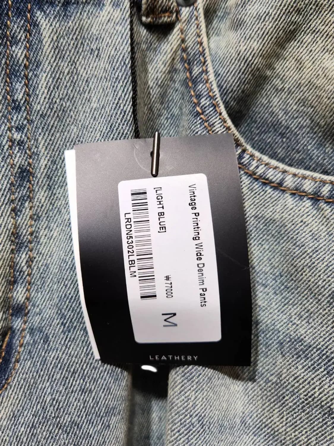 M/ 레더리 빈티지 프린팅 와이드 데님 팬츠 라이트블루 새상품 /0119 상품이미지8