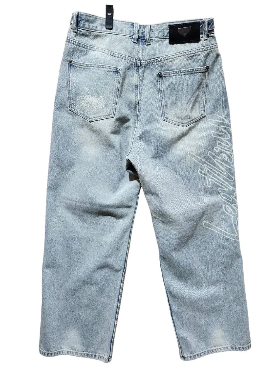 M/ 레더리 빈티지 프린팅 와이드 데님 팬츠 라이트블루 새상품 /0119 상품이미지9
