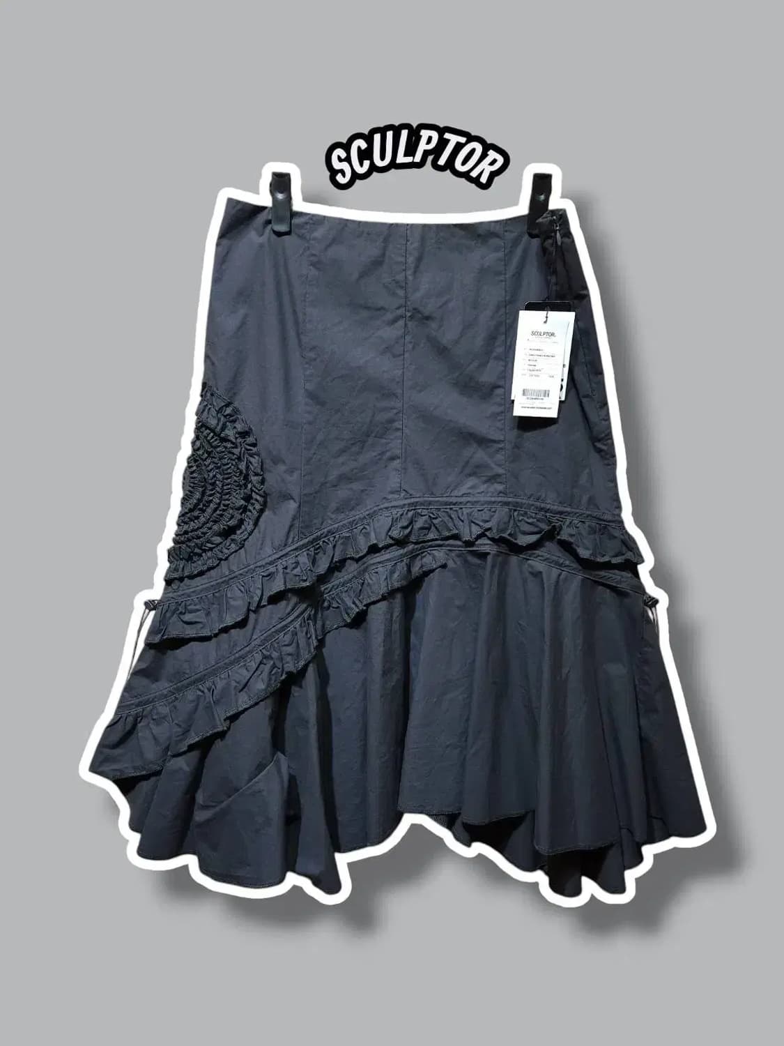 M/ SCULPTOR 스컬프터 프릴 미디 스커트 챠콜 새상품 /0121 상품이미지1