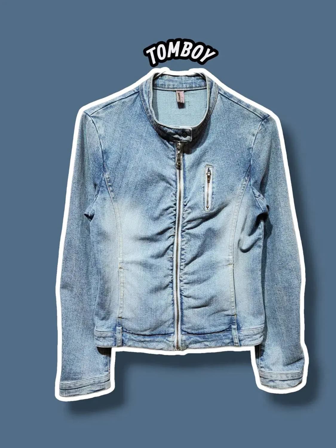 85/ TOMBOY 톰보이 빈티지 워싱 데님 바이커 자켓 /0121 상품이미지1