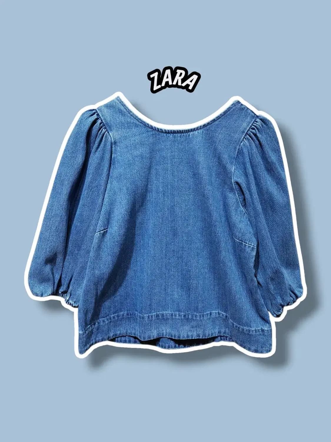 S/ 자라 벌룬 데님 백리스 블라우스 /0121 상품이미지1