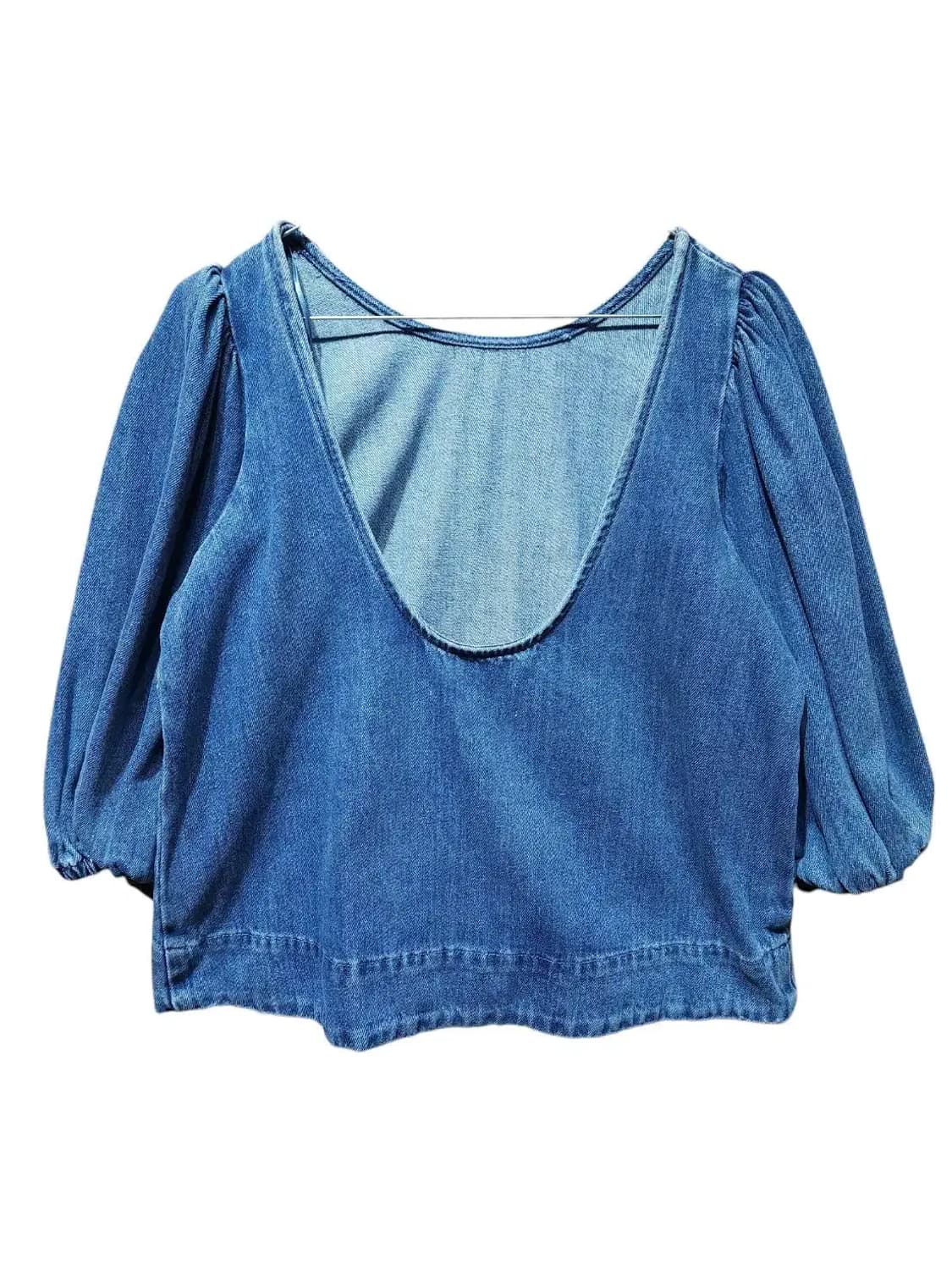 S/ 자라 벌룬 데님 백리스 블라우스 /0121 상품이미지6
