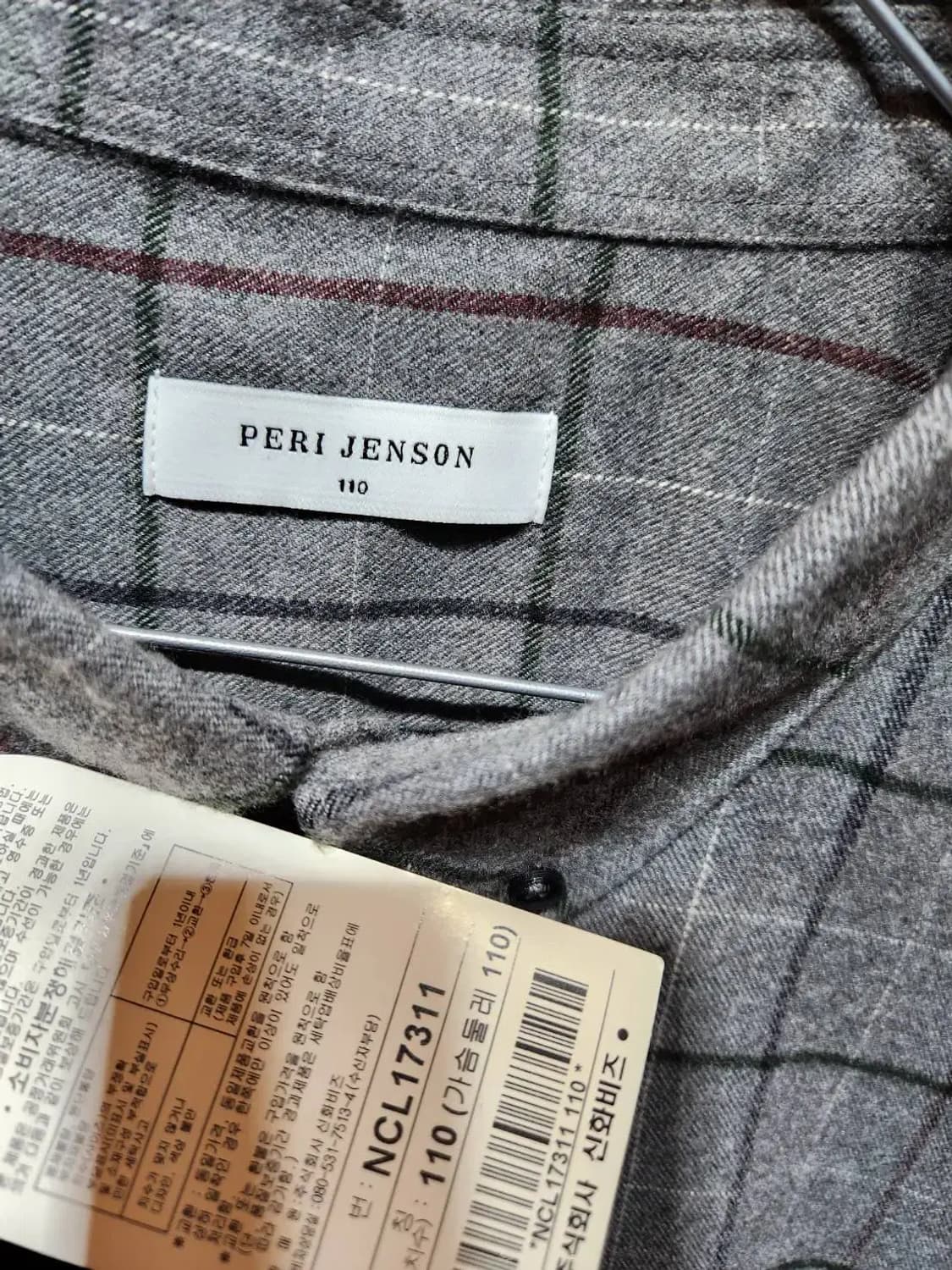 110/ PERI JENSON 페리젠슨 긴팔 체크 셔츠 새상품 /0122 상품이미지4