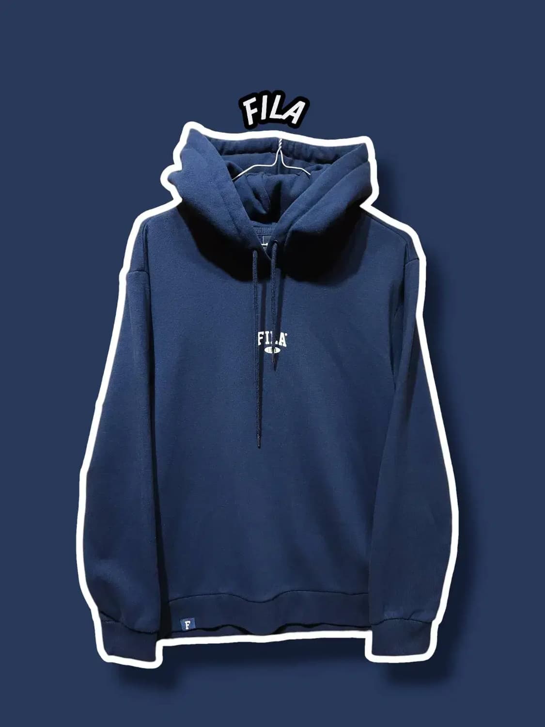 110/ 휠라 스몰로고 기모 후드티 네이비 /0123 상품이미지1