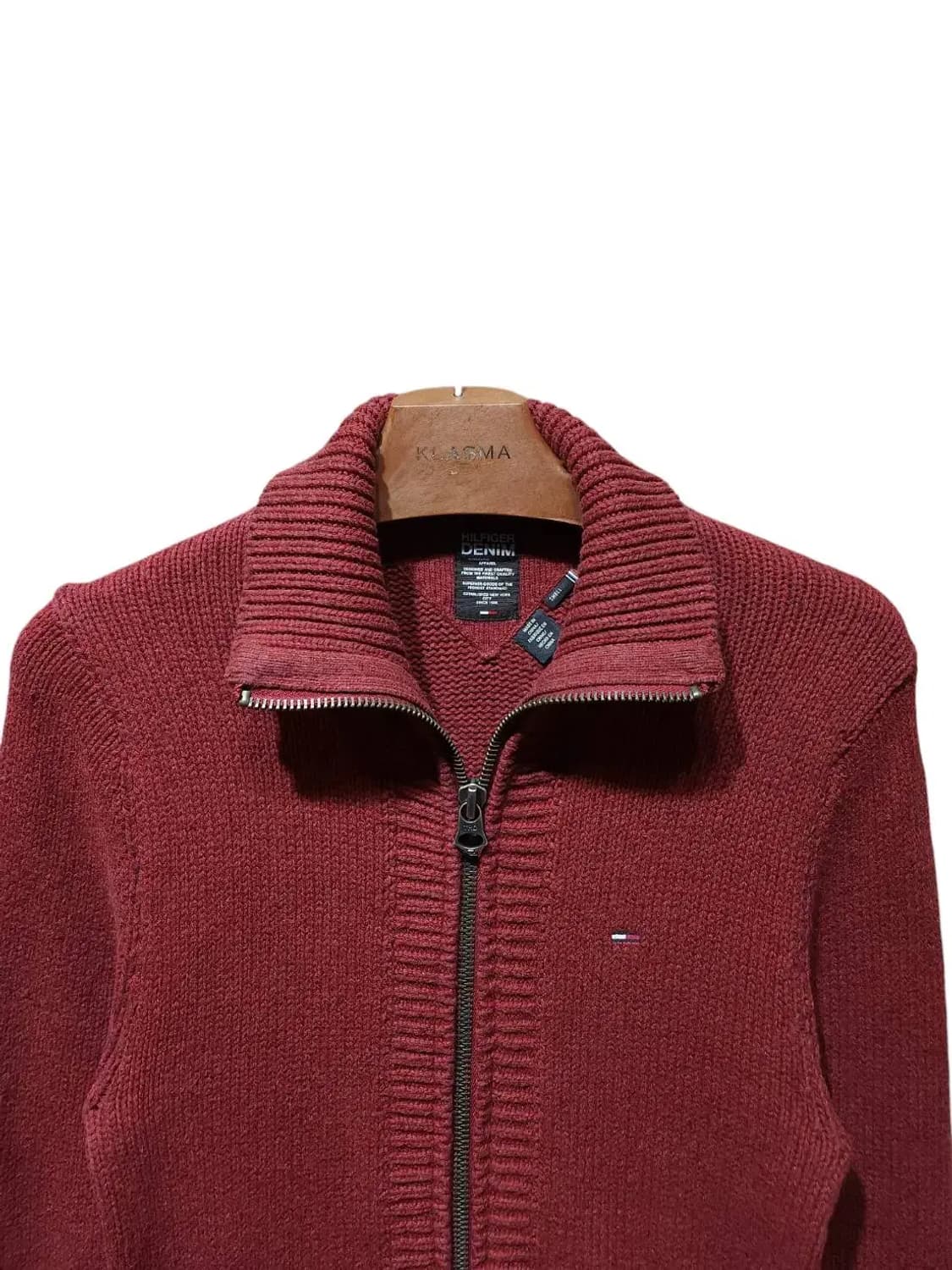 S/ 타미힐피거 데님 집업 니트 가디건 레드 /0123 상품이미지2