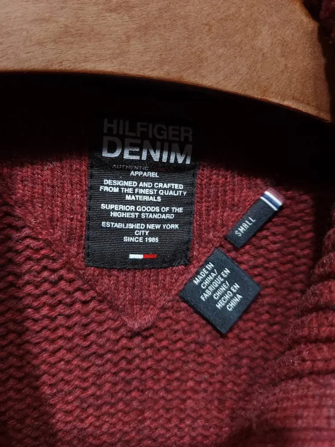 S/ 타미힐피거 데님 집업 니트 가디건 레드 /0123 상품이미지4