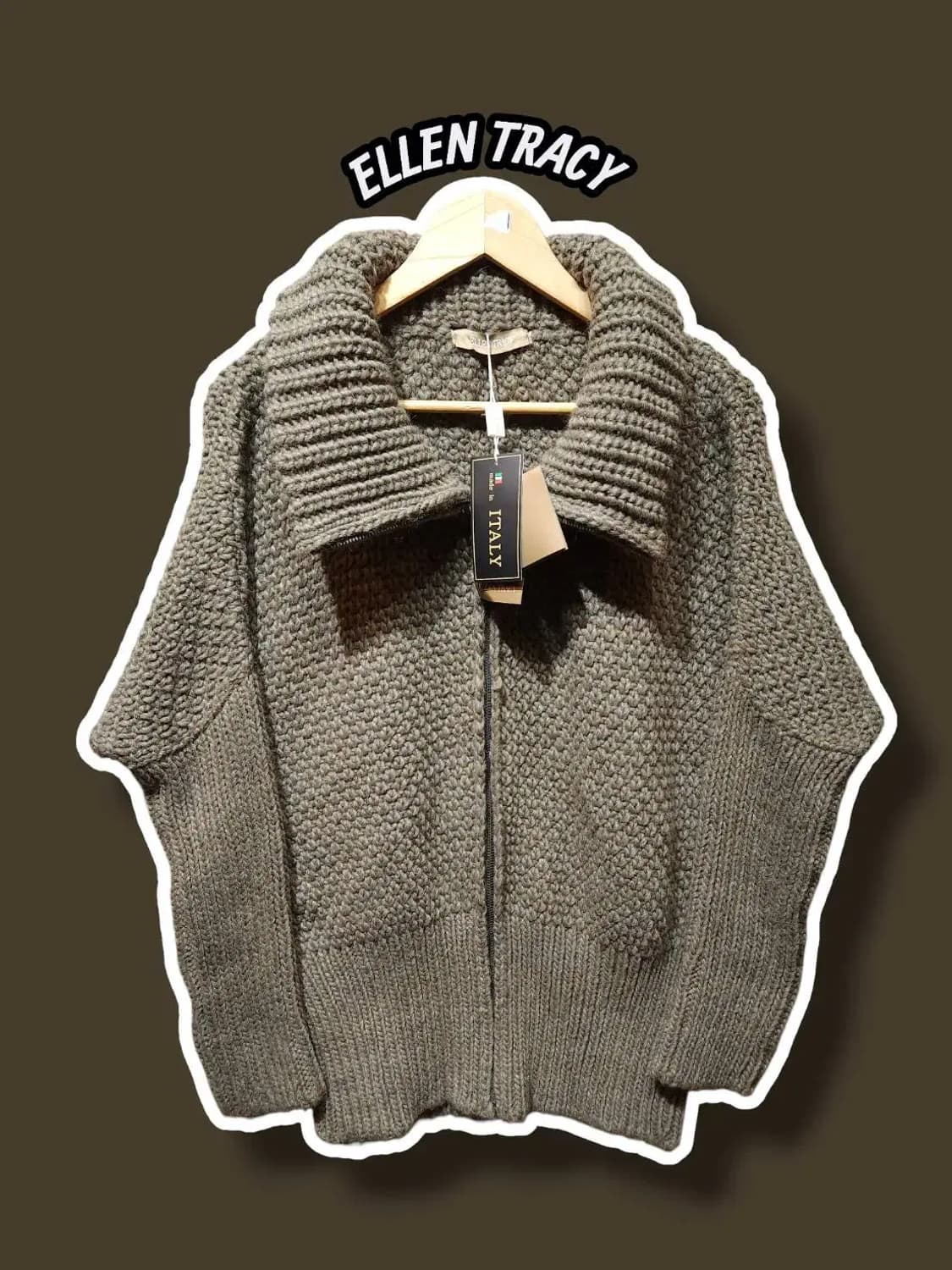 77/ 엘렌트레이시 울 알파카 혼방 가오리핏 니트집업 새상품 /0123 상품이미지1