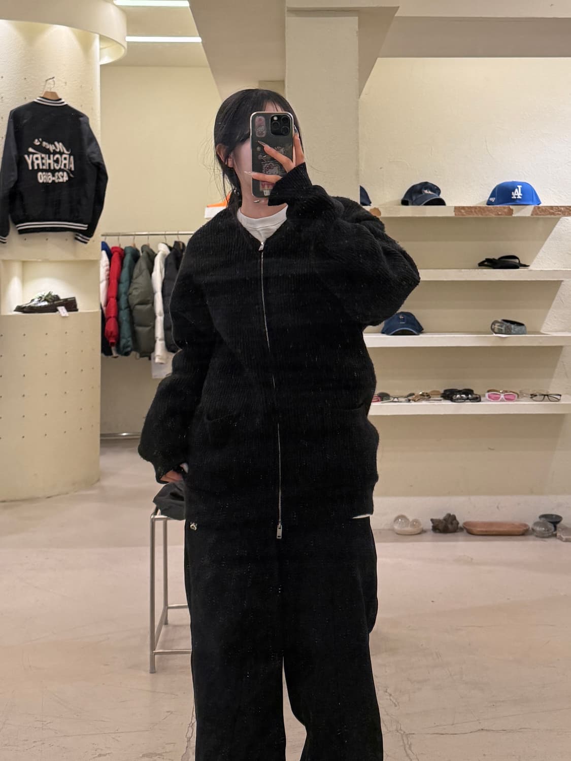 수아레 블랙 로우게이지 미니멀 니트 집업 U988 상품이미지1