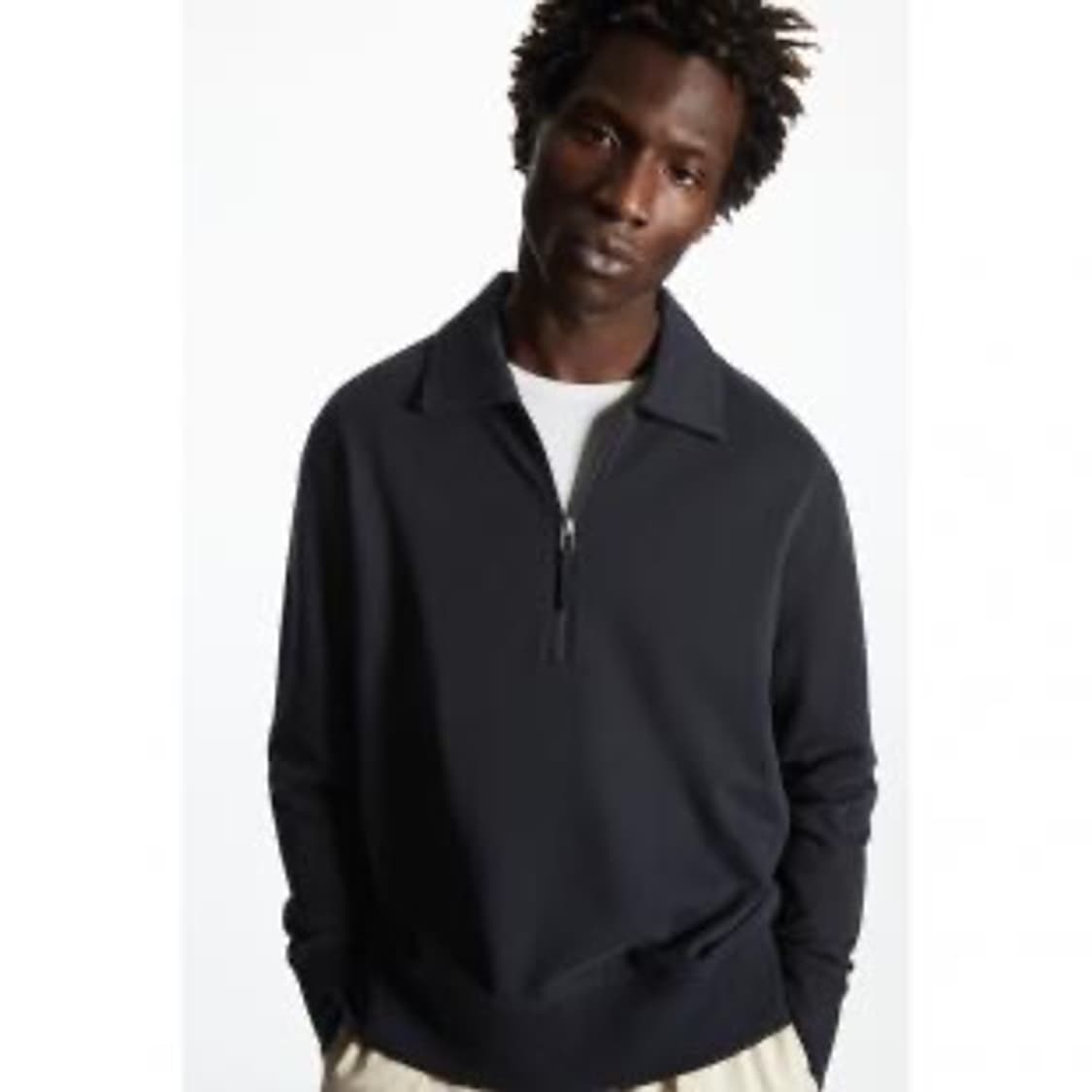 COS 코스 남성 집업 카라 스웻셔츠 다크 그린 100-105 상품이미지6