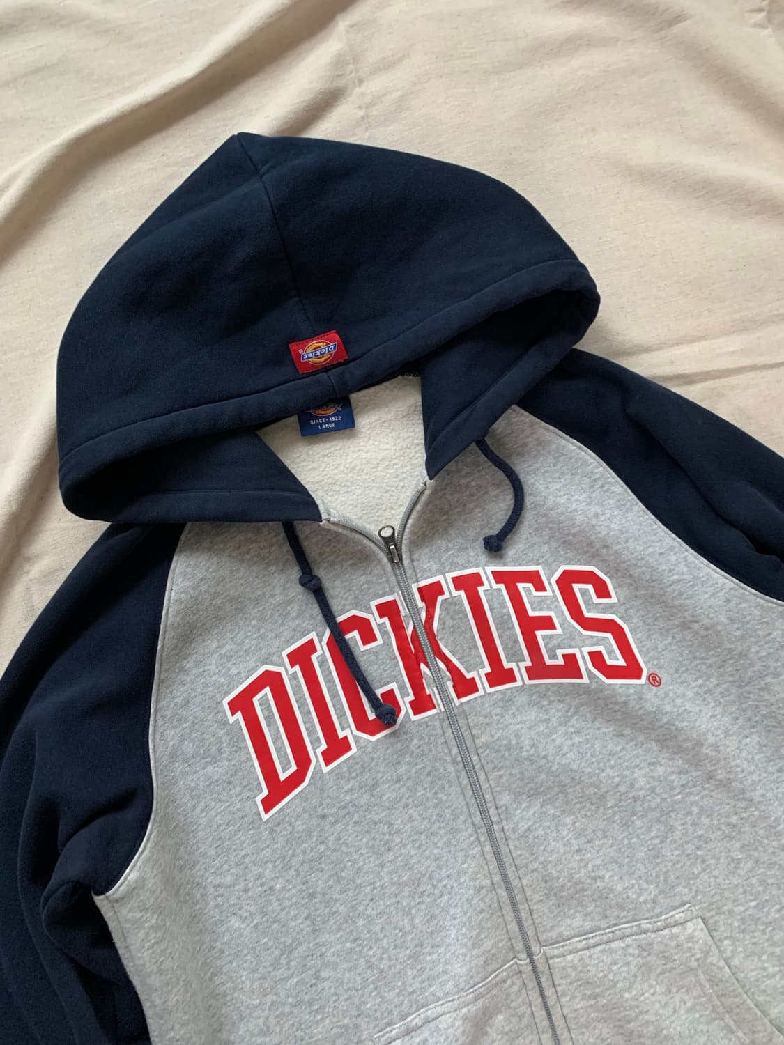디키즈 스펠아웃로고 네이비 그레이 나그랑 후드집업 상품이미지6