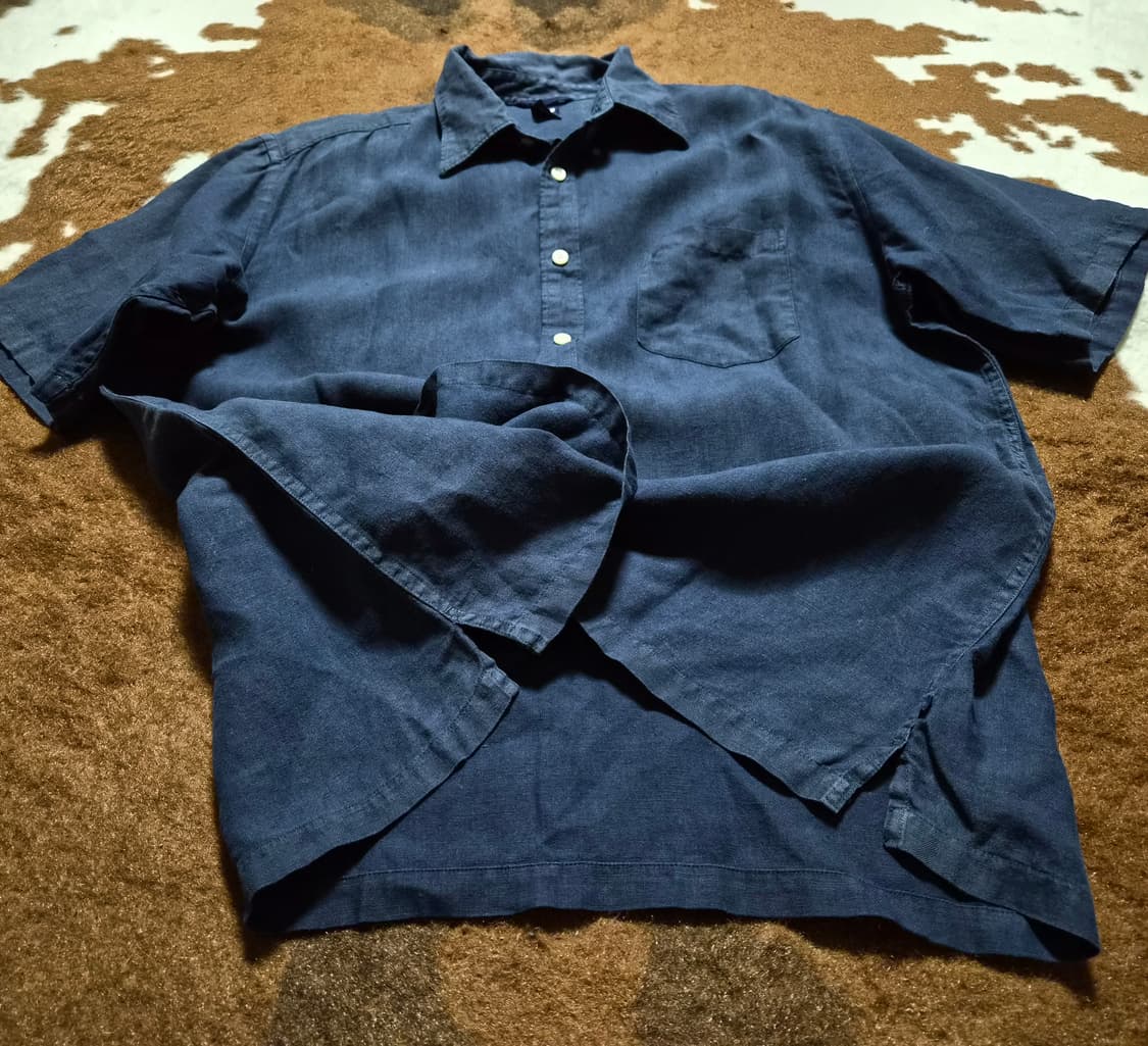 OLD GAP  남성용 마직 딥블루 반팔 남방(L) 상품이미지4