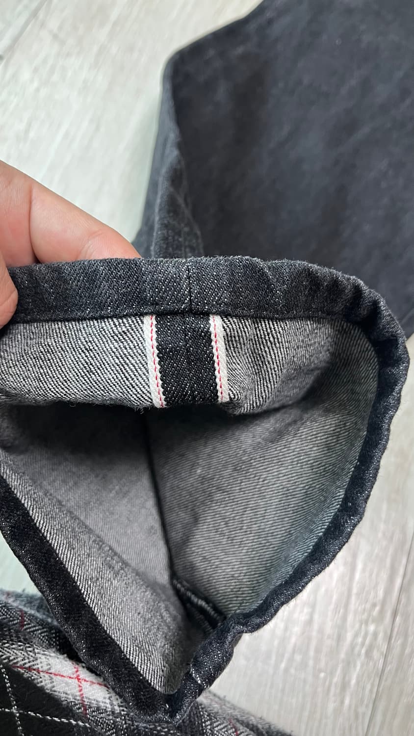 아웃스탠딩 30‘s 신치백 셀비지 와이드 블랙 데님 (30) 상품이미지6