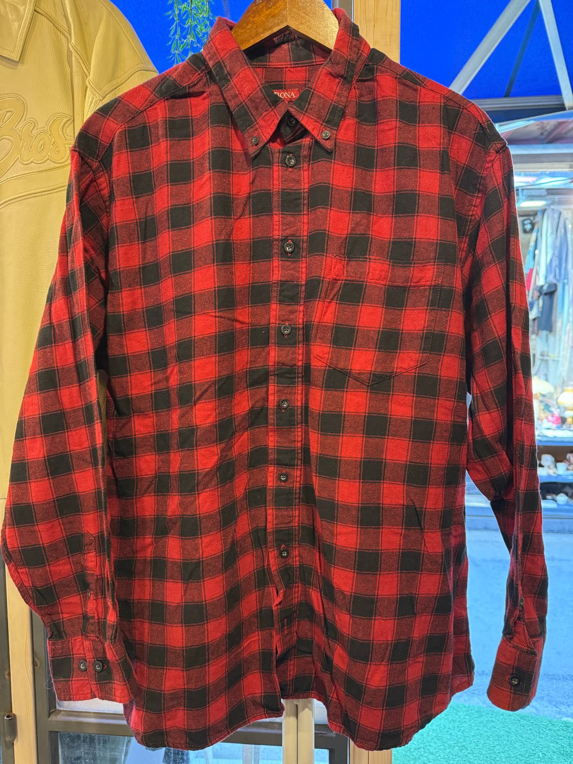 빈티지 레드 플란넬 체크셔츠 상품이미지1