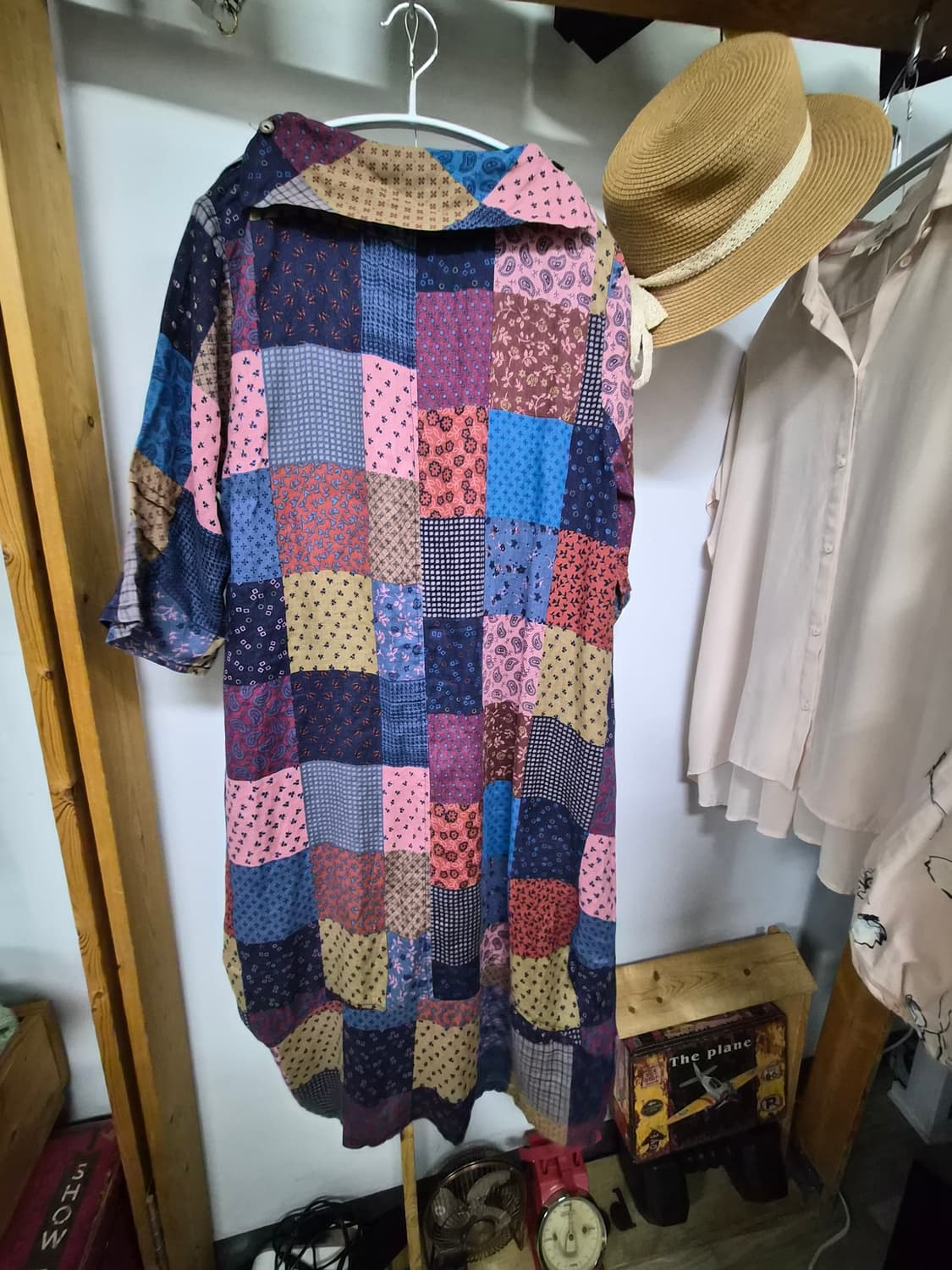 패치워크  면 린넨 보트넷 벌룬 원피스 상품이미지6
