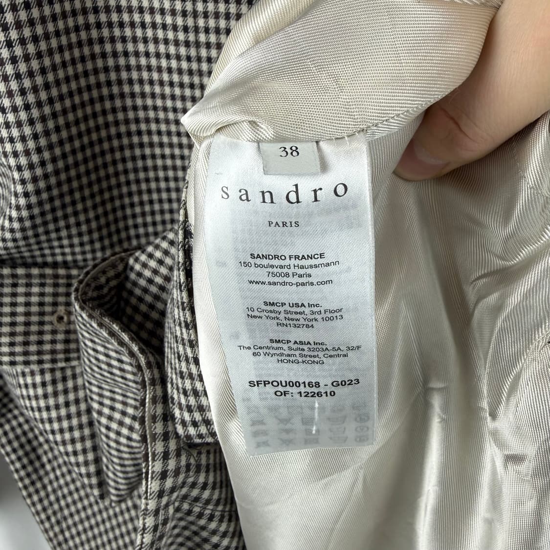 38) 산드로 체크패턴 트렌치 코트 상품이미지4