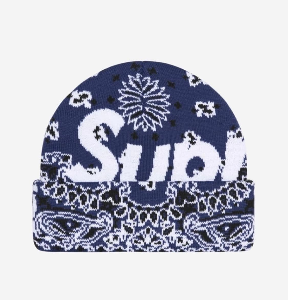 슈프림 빅 로고 비니 네이비 반다나 모자 새제품 상품이미지1