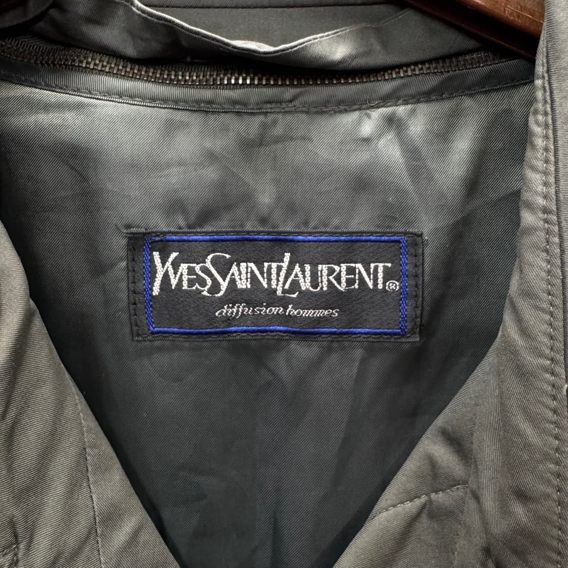 90s 입생로랑 YSL 벨티드 롱 트렌치 코트 올리브 카키 상품이미지4