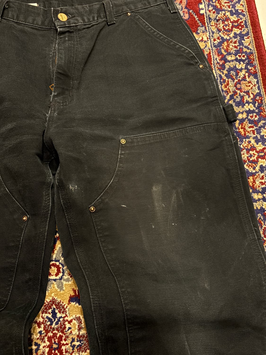 [B01] 빈티지 칼하트 더블니 블랙 썩블니 덩가리핏 34x30 상품이미지2