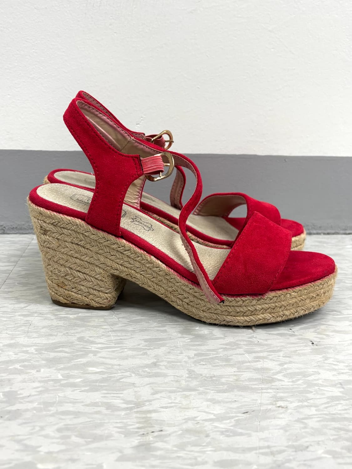 빈티지 레드 웨지힐 샌들 상품이미지4
