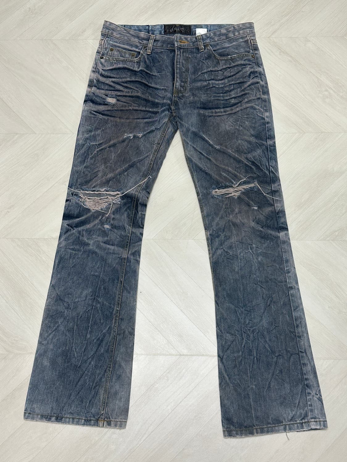 00’s JPN SUE 플레어 하드 워싱 데님 팬츠 상품이미지1