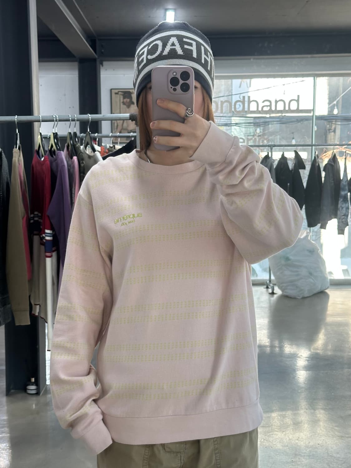 슈프림 18SS 데쉬 스트라이프 크루넥 맨투맨 상품이미지1