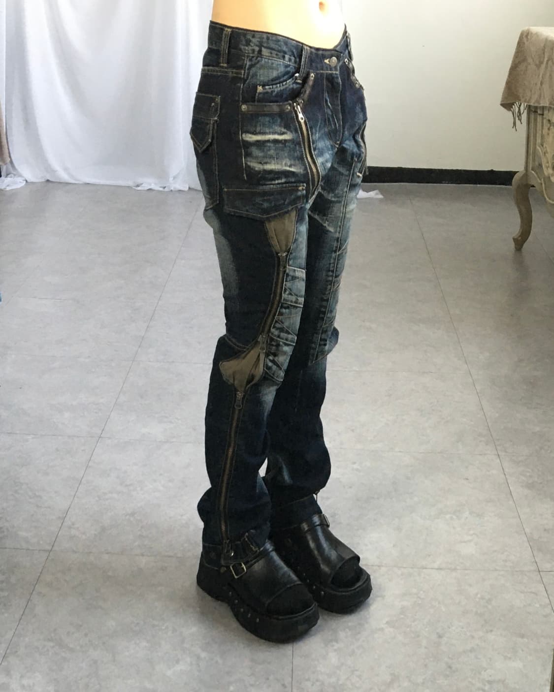 Zipper washing point denim pants 상품이미지7