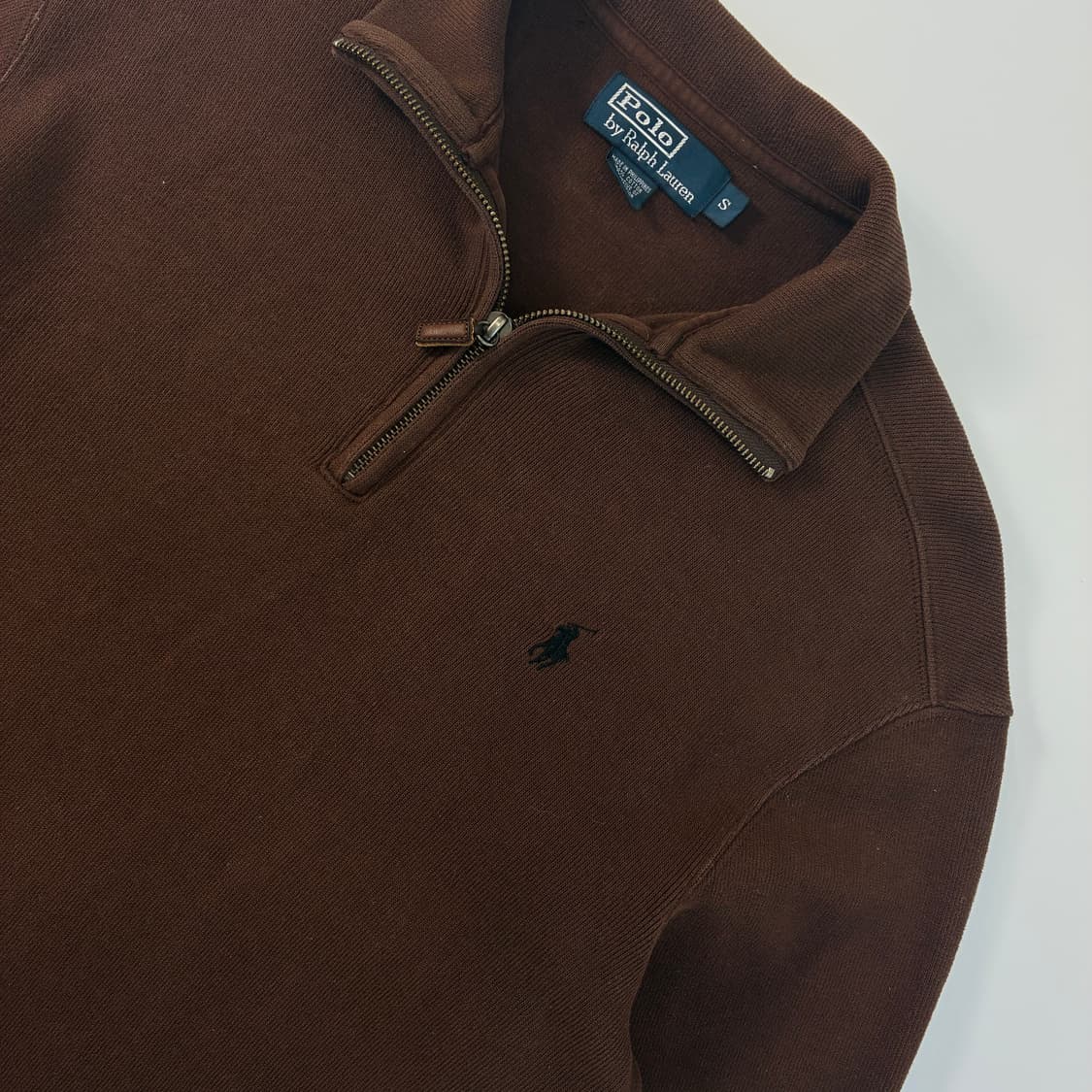 Polo  폴로 랄프로렌 자수 코튼 브라운 반집업 스웨터  상품이미지3