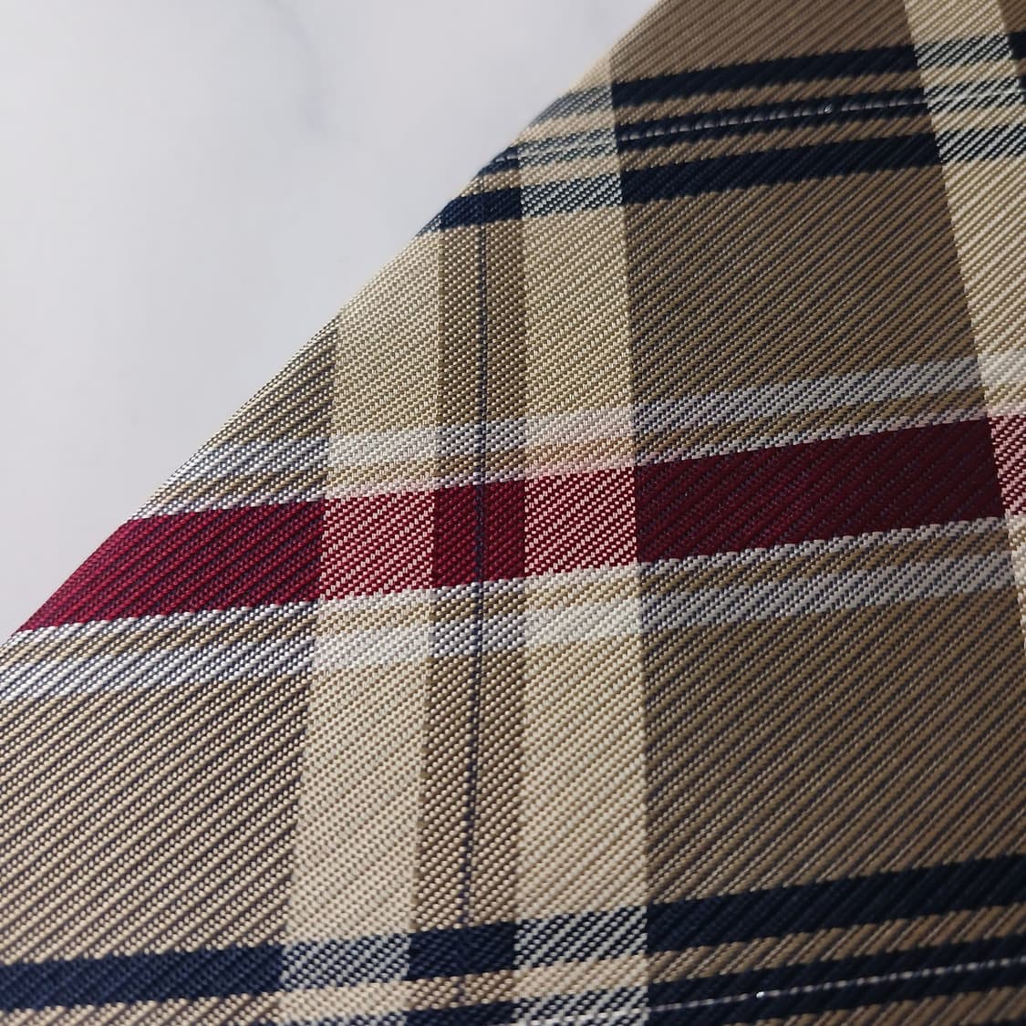 아쿠아스큐텀 실크 베이지 체크 넥타이 9.6cm A등급 E730 상품이미지10