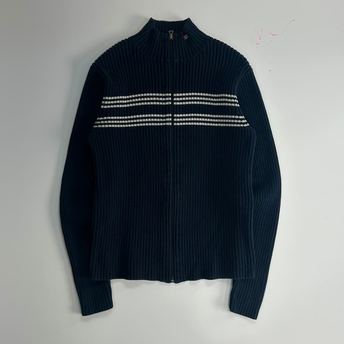 Polo 폴로 진스 넥 자수 포인트 네이비 니트집업 상품이미지3