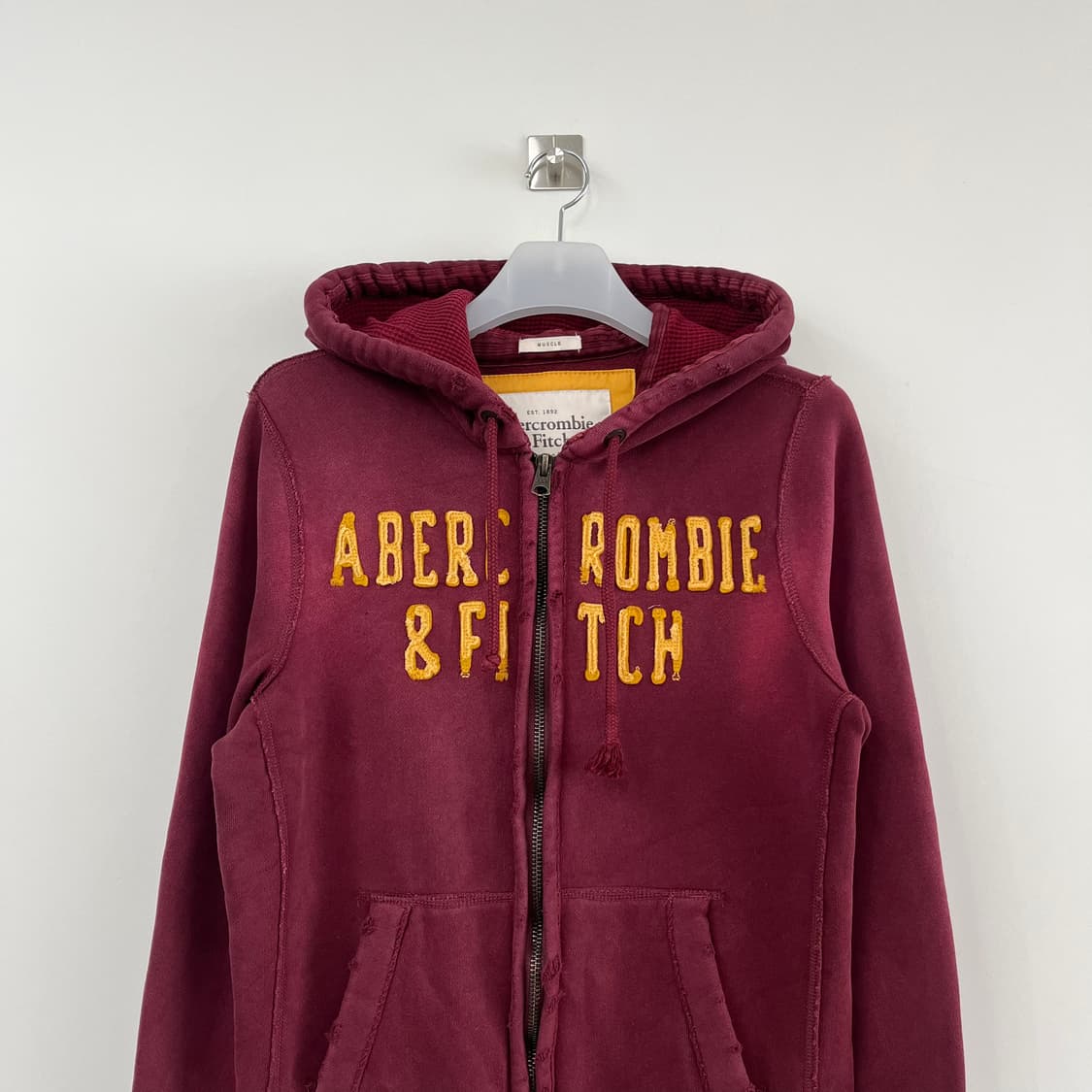 아베크롬비 자수로고 버건디 후드집업 상품이미지4