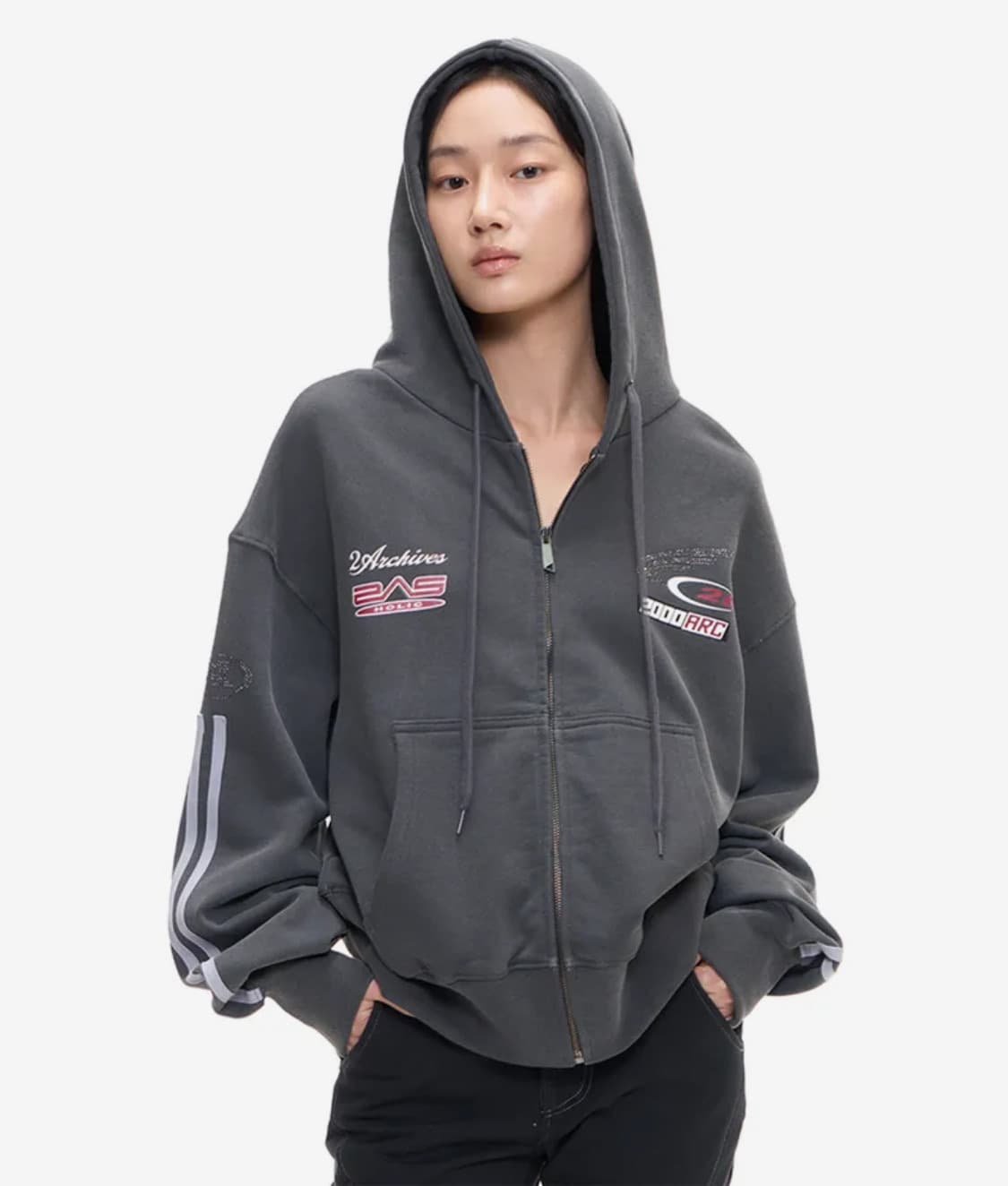 2000아카이브스 ARC RACING HOODIE ZIP UP -GREY 상품이미지1
