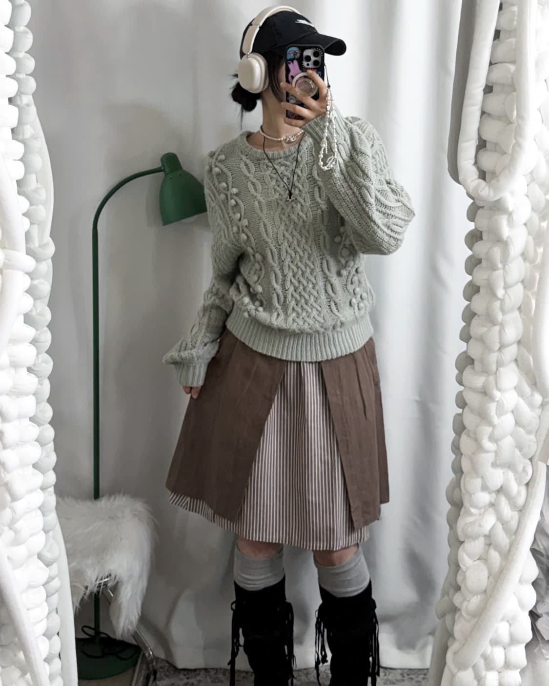 민트 오버핏 꽈배기 니트 상품이미지3