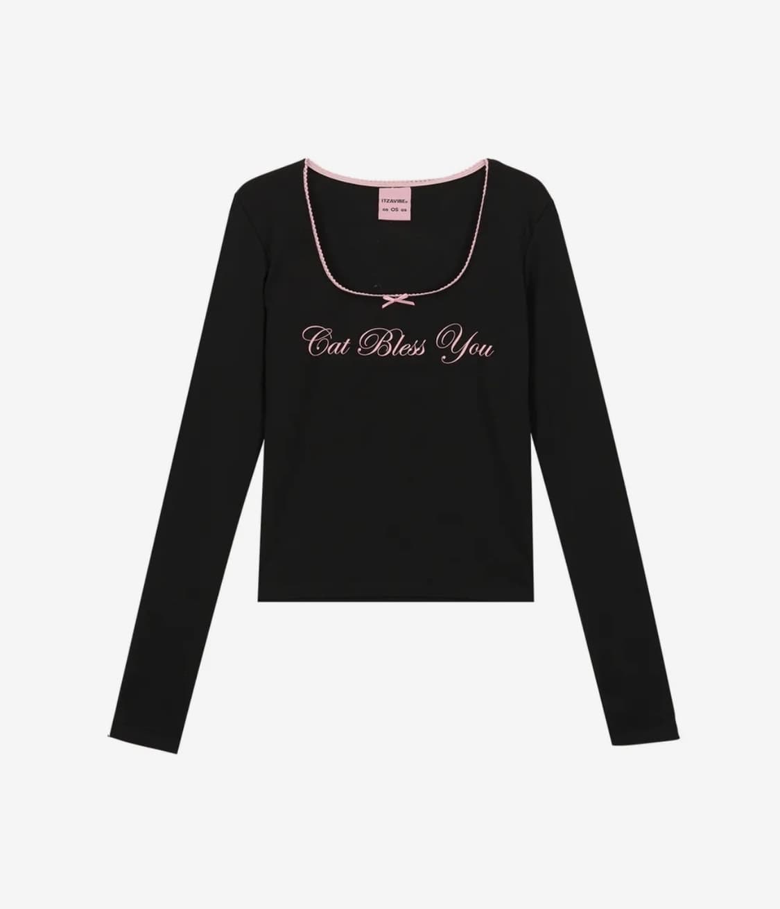 잇자바이브 CAT BLESS RIBBON LONG SLEEVE - BLA 상품이미지1