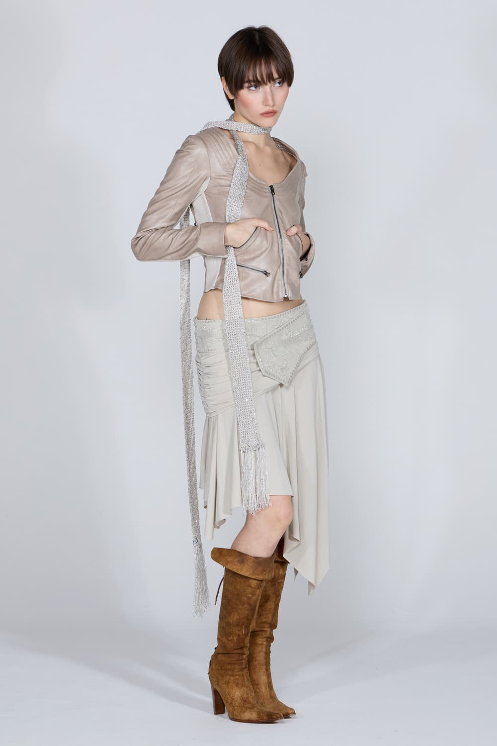 Sculpture 스컬프터 크롭 레더자켓 베이지 XS 새상품 상품이미지4