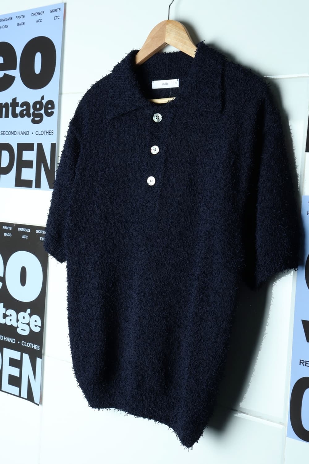 (M-XL) 밀로 아카이브 반팔 카라 티셔츠 부클 타월 니트-7B0E 상품이미지1