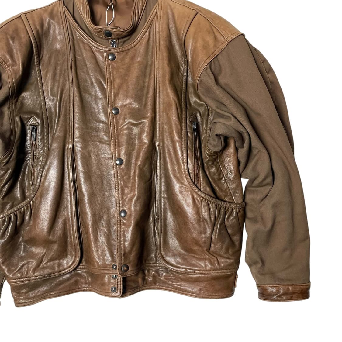 레더 트윌 코튼 레이어드 봄버 (italy made) 상품이미지3