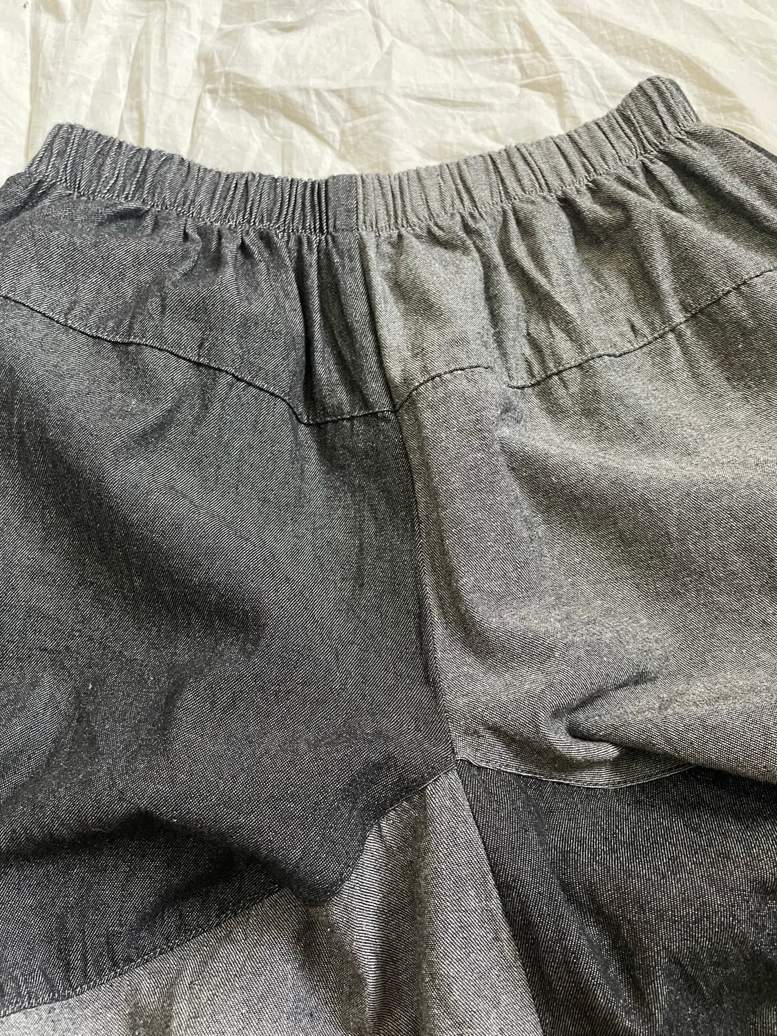 투톤 패치워크 와이드 밴딩 팬츠 상품이미지2