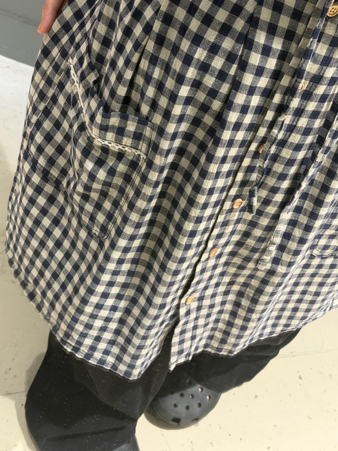 pocket point button-up check skirt 상품이미지3