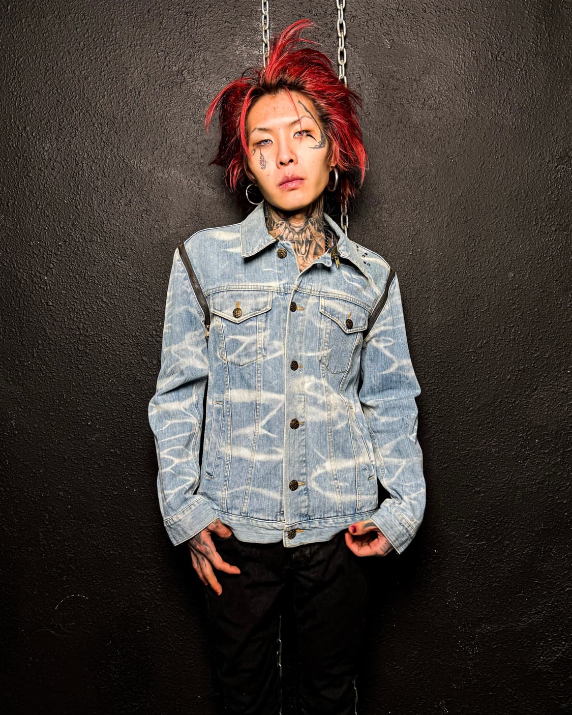 Bleached Stud Detail Denim Jacket 상품이미지1