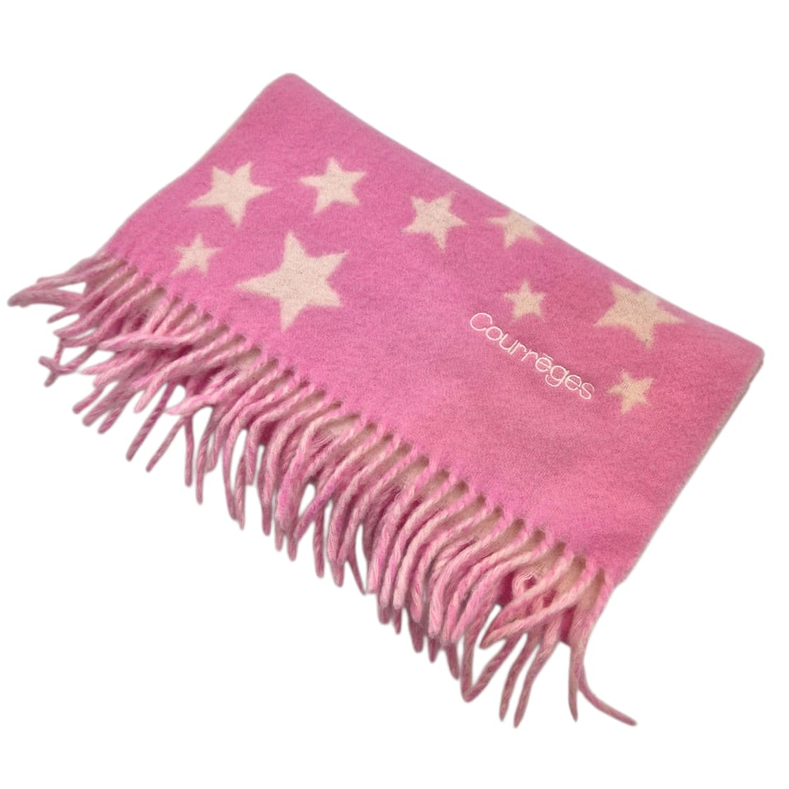 90s 꾸레쥬 핑크 스타 앙고라 울 머플러 상품이미지3