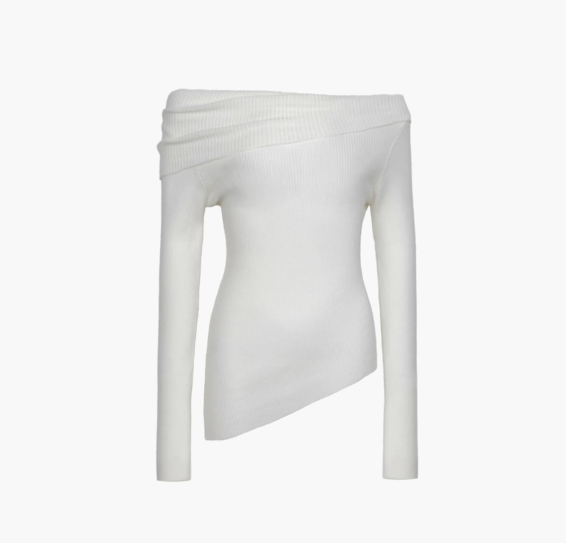 러프넥 LINE SHIFT KNIT IVORY 상품이미지1