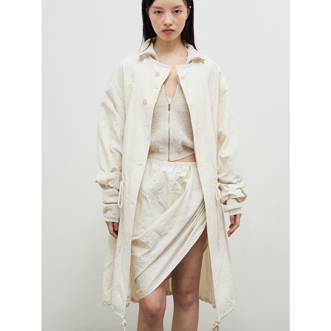 Wonderer Wrinkle Trench Coat Ivory 상품이미지1