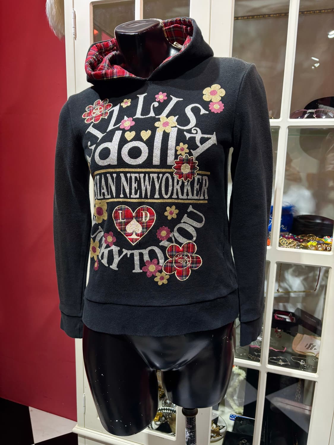 LIZ LISA doll hoodie 리즈리사 돌 체크 디테일 후드티 상품이미지1