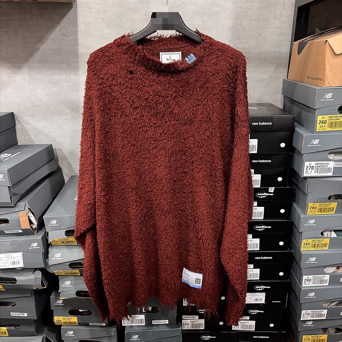 (정품/새상품) 미하라 야스히로 남성 브라운 코튼 풀오버 니트 상품이미지1