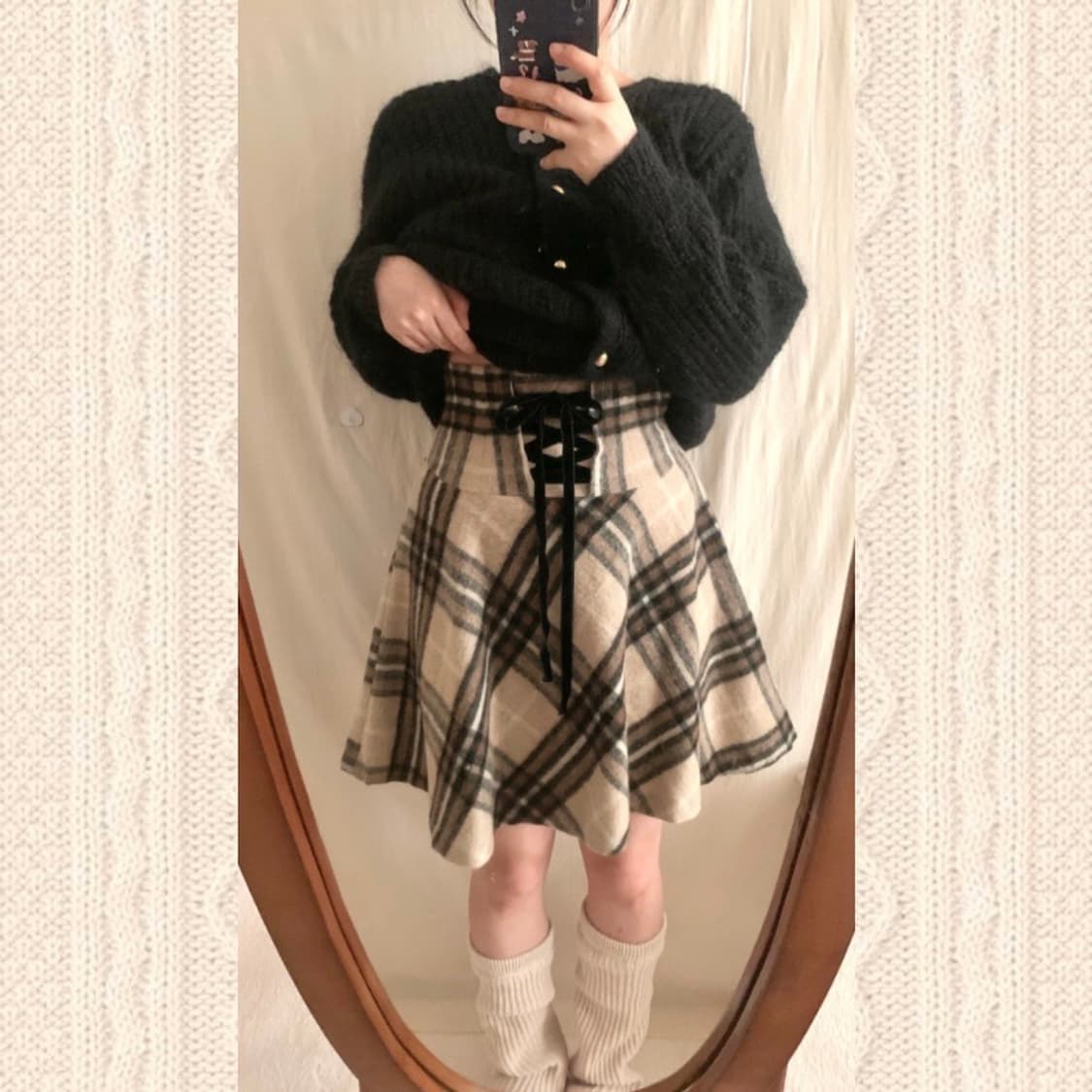 체크 아일렛 스커트 상품이미지3