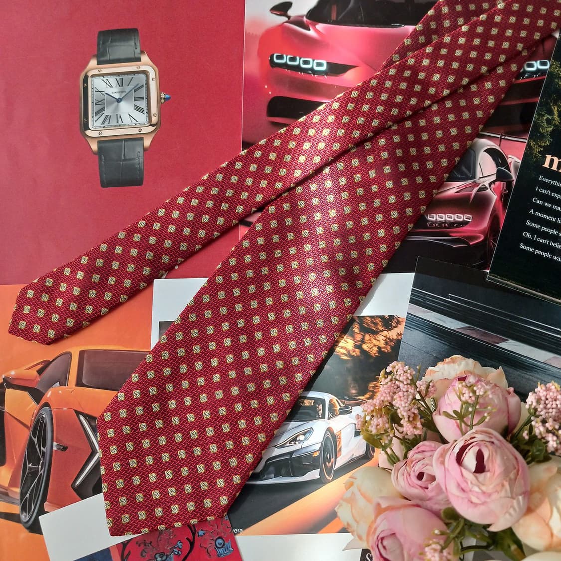 아이그너 실크 레드 로고 자카드 넥타이 9.1cm A+등급 a19095
 상품이미지3