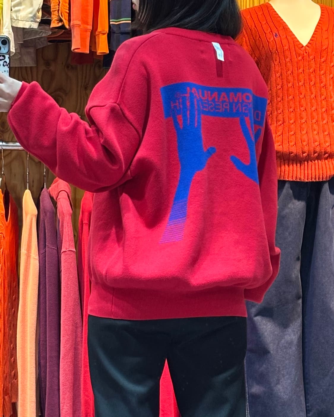 M 노메뉴얼 더블핸즈 레드 니트 상품이미지2