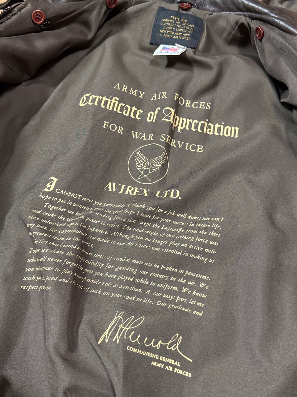 아비렉스 A-2 가죽자켓 / 밀스펙 / MADE IN USA 상품이미지10