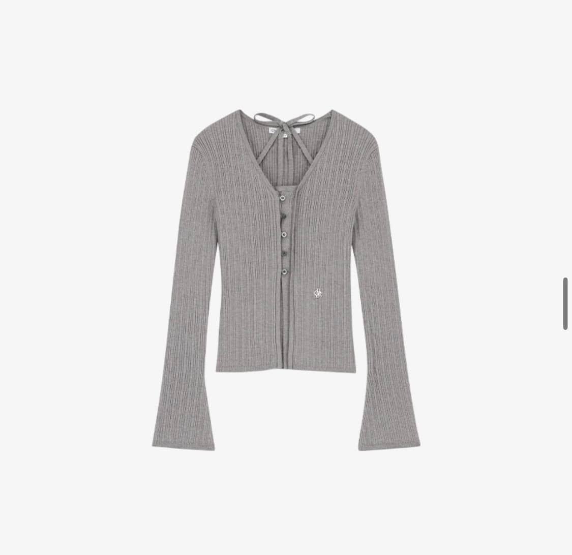 시티브리즈 골지 홀터넥 슬리브리스 가디건 세트_GREY 상품이미지4